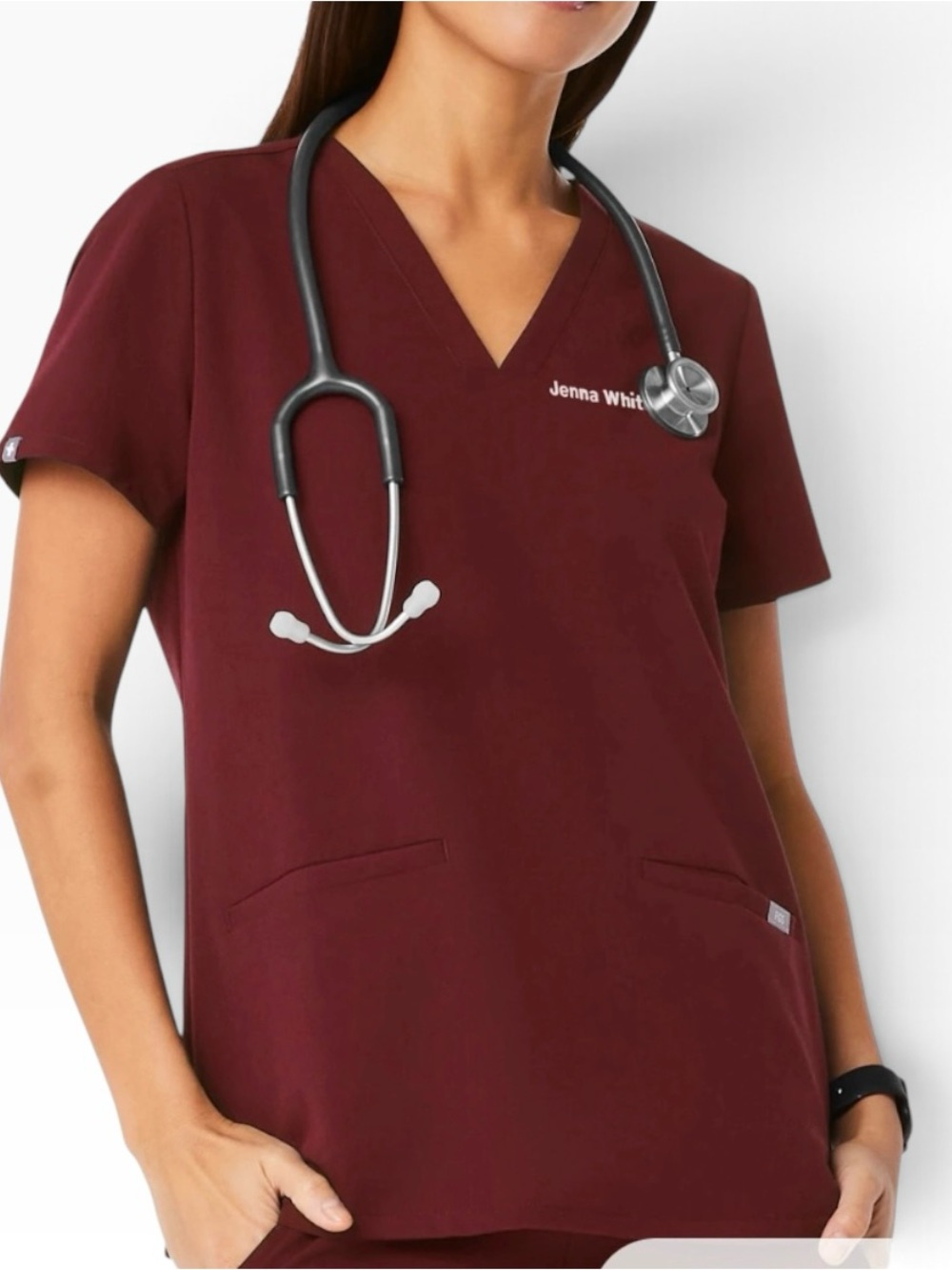 FIGS Women's Casma Scrub Top in Burgundy FW1100 #1699 Size Medium